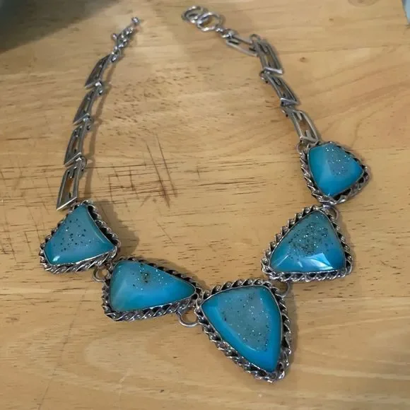 💰Artisan made SS 925 Druzy necklace twisted bezel